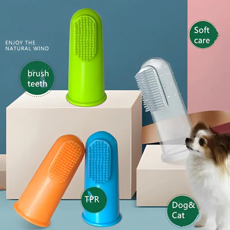 4pcs Silicone Finger Toothbrushes for Dogs and Cats